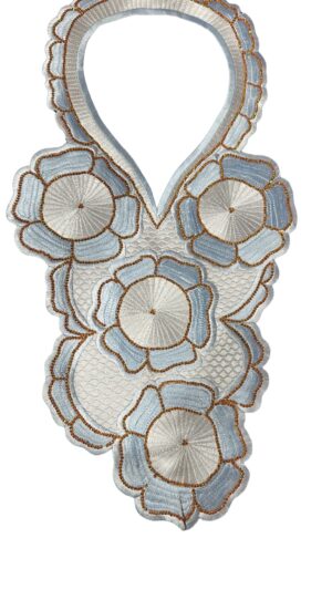 Broderie col floral - Blanc & Bleu Doux