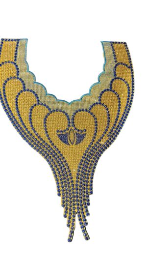 Broderie col cascade royale - Jaune & Bleu Roi